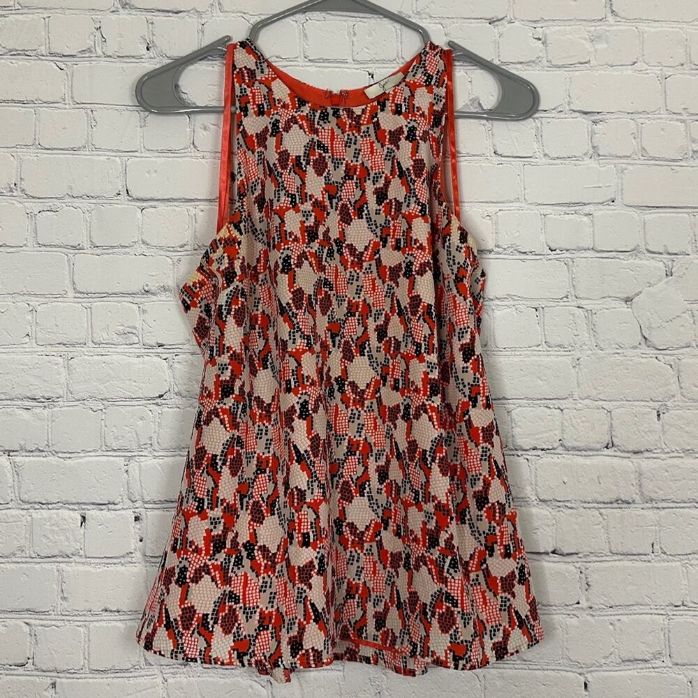 JOIE - Graphic Silk Racerback Sleeveless Blouse
